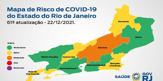 Mapa de Risco Covid-19: Região Serrana do Rio está sob bandeira laranja
