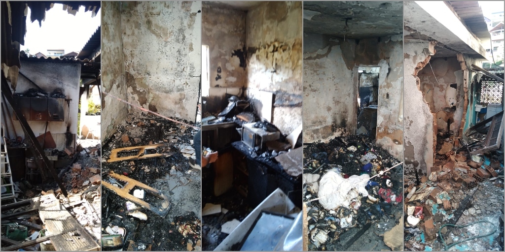Mulher teve a casa destruída após incêndio causado pelo ex-companheiro que não aceitava o fim do relacionamento