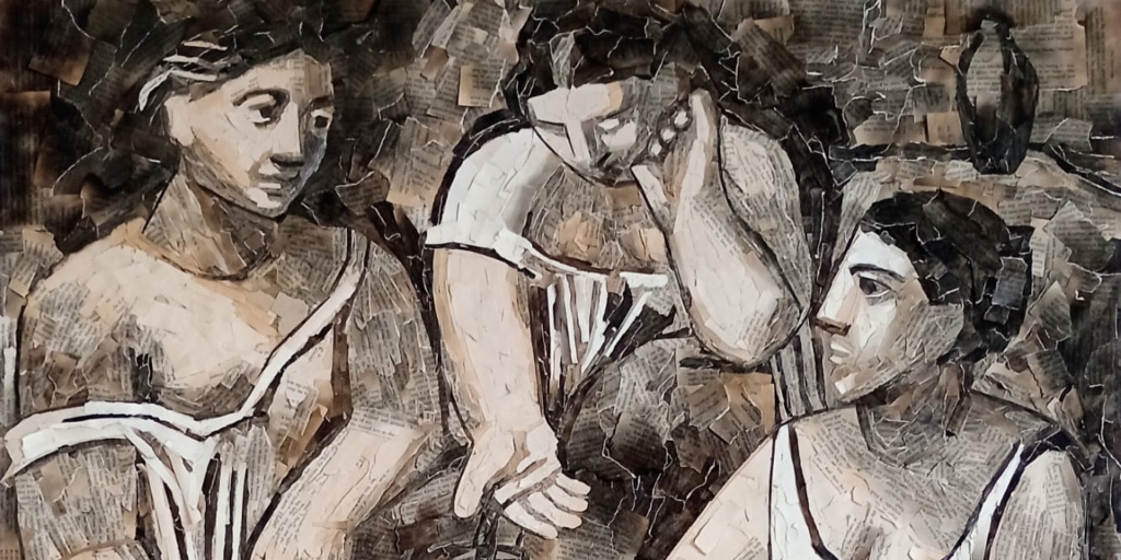 Releitura da obra "Três mulheres na fonte", de Picasso
