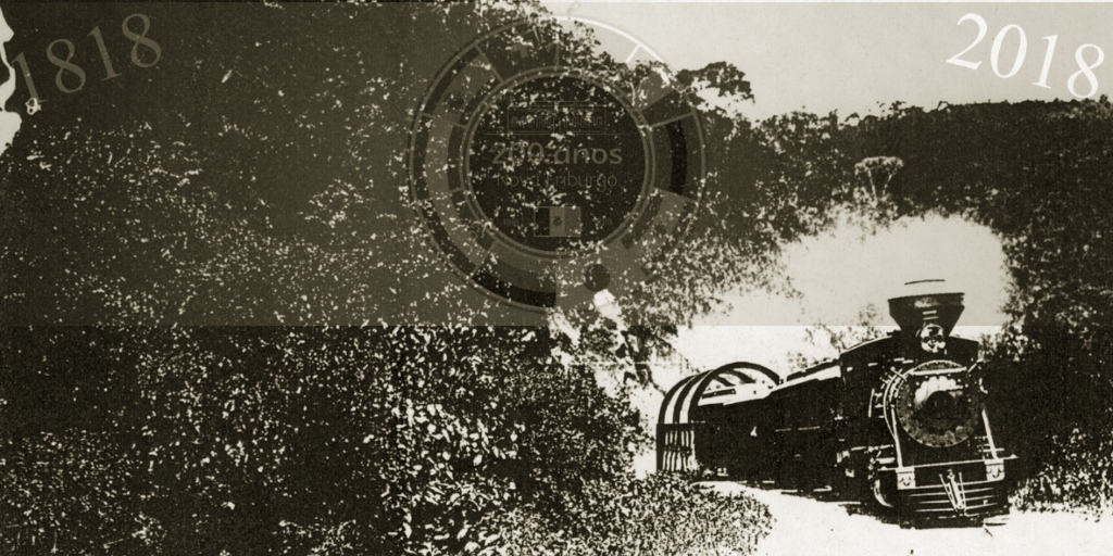 O trem chegando a Riograndina, em 1910