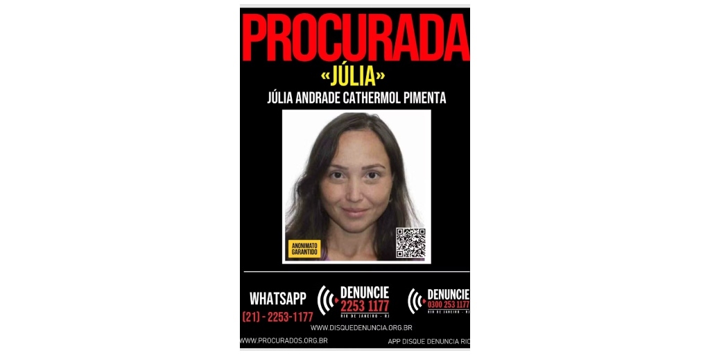 Polícia Civil divulga cartaz para obter informações sobre a suspeita que está foragida