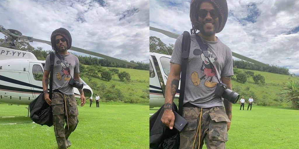 Lenny Kravitz chega em Duas Barras para passar o Carnaval no Brasil