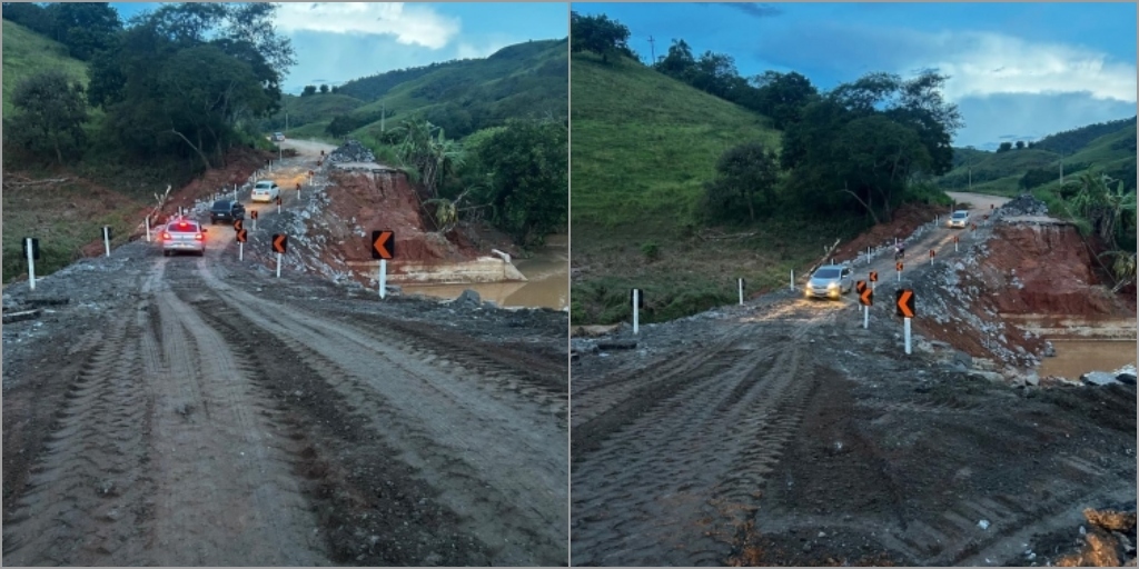 Desvio realizado para acesso a RJ-152, que havia sido impactado pelas fortes chuvas