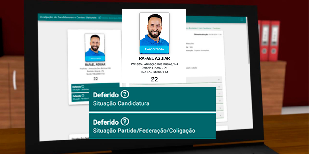 Situação de candidatura de Rafael Aguiar (PL) em plataforma do TSE