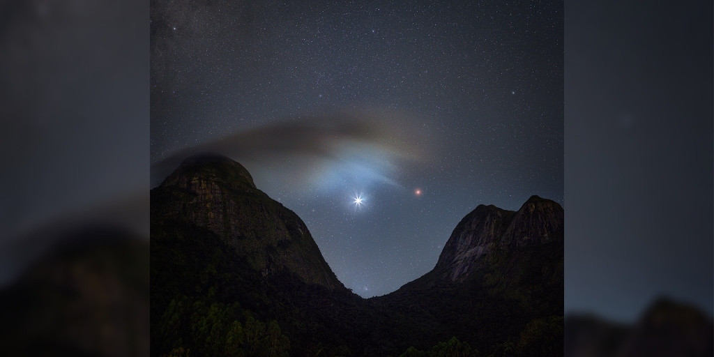 Foto da conjunção entre Vênus e Marte feita em Teresópolis é publicada pela Nasa