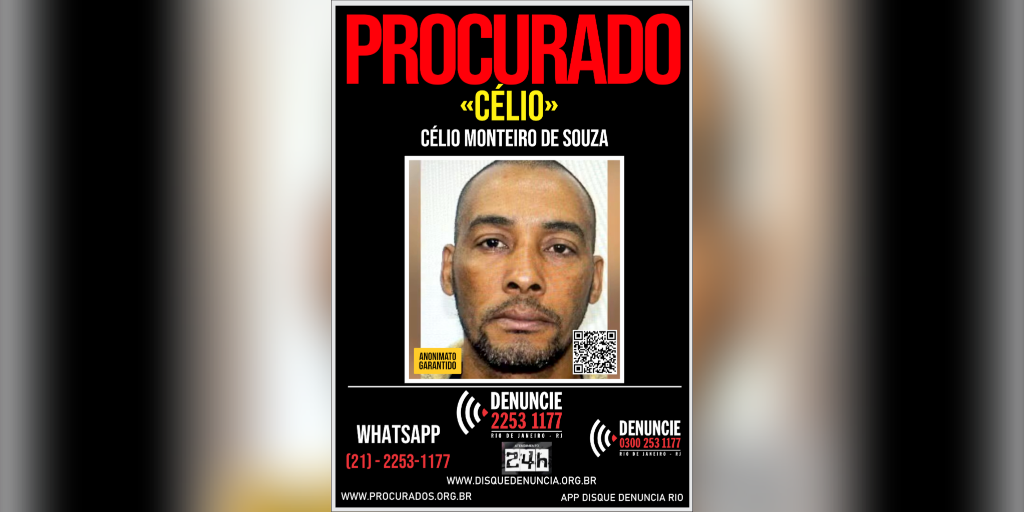Disque Denúncia divulga cartaz de foragido suspeito de matar homem com machado em Nova Friburgo
