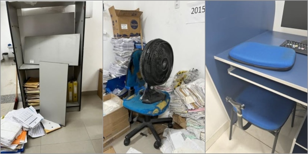 Nas redes sociais do sindicato da categoria, fotos mostram as condições de trabalho de alguns postos do Detran-RJ