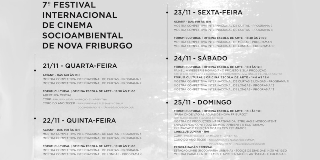 Fricine: Nova Friburgo recebe a 7ª edição do Festival Internacional de Cinema Socioambiental