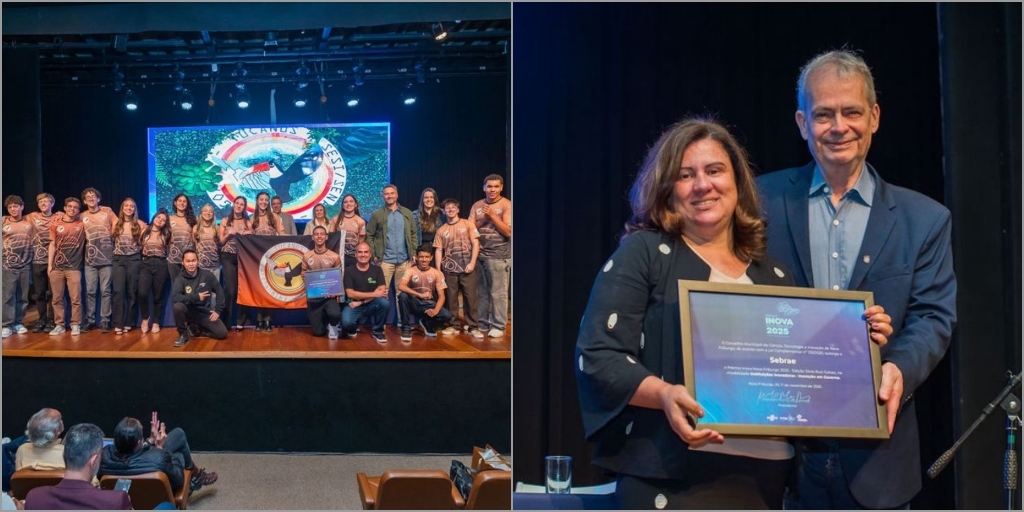 Equipe Tucanus e Sebrae Serrana I, representado pela gerente regional Fernanda Gripp, receberam o prêmio neste ano