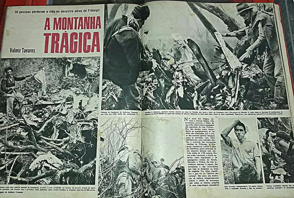 Revista Manchete de 1964 com reportagem sobre o acidente. No canto inferior direito, a foto de Agenor Pereira, pai de Gilson Pereira e Jacir Pereira