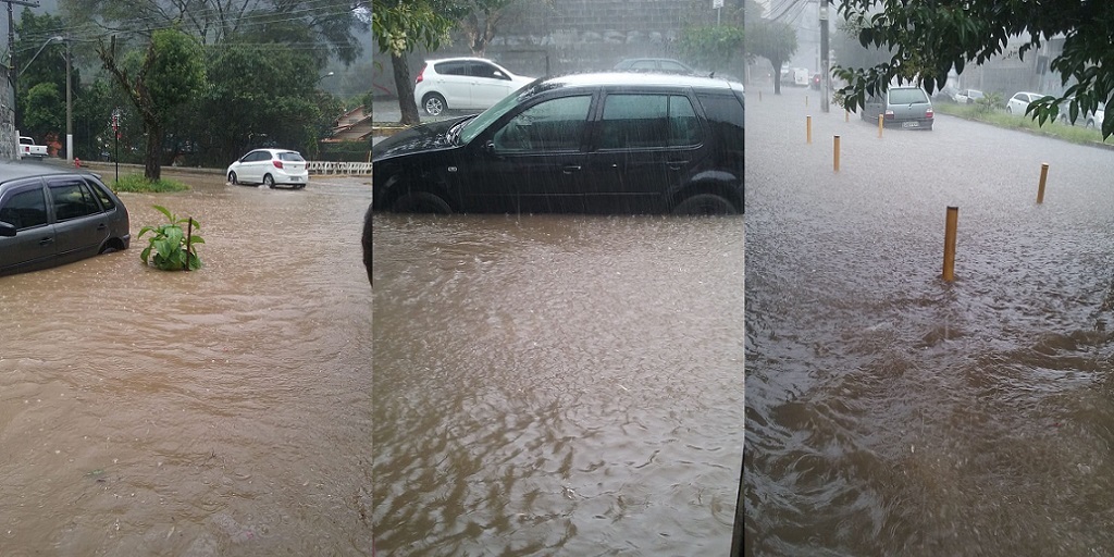 Temporal causa alagamentos em ruas de Nova Friburgo