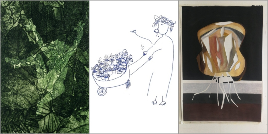 Trabalhos de Natali Tubenchlak,  Nathália Mello e Silvia Leal (da esquerda para direita)