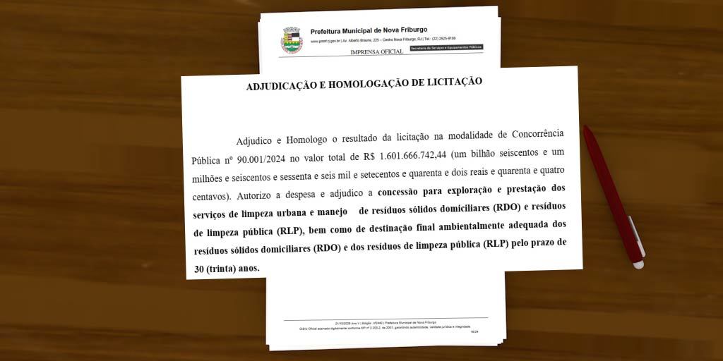 Prefeitura publicou homologação e adjudicação do processo licitatório na última semana no Diário Oficial Eletrônico