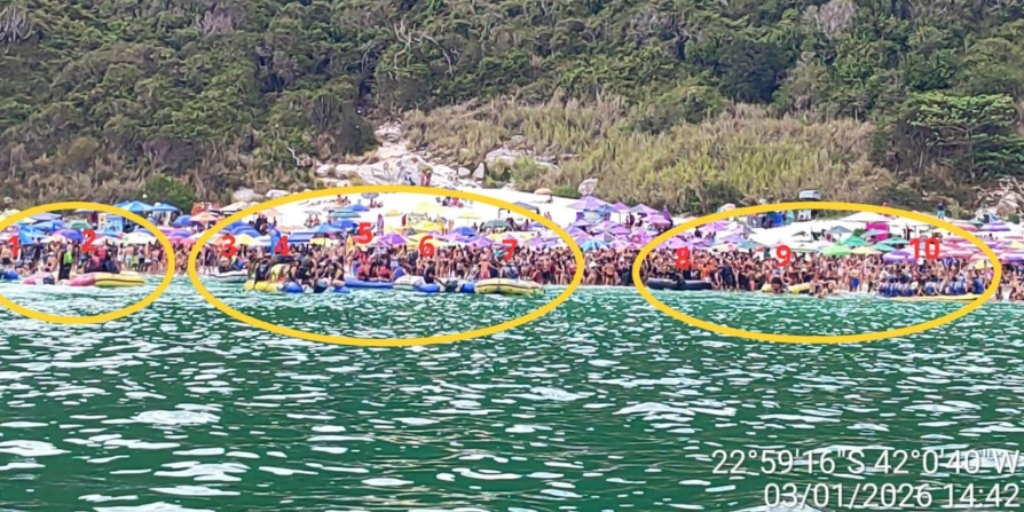 No dia 3 de janeiro, foi registrado o uso da raia por dez embarcações ao mesmo tempo