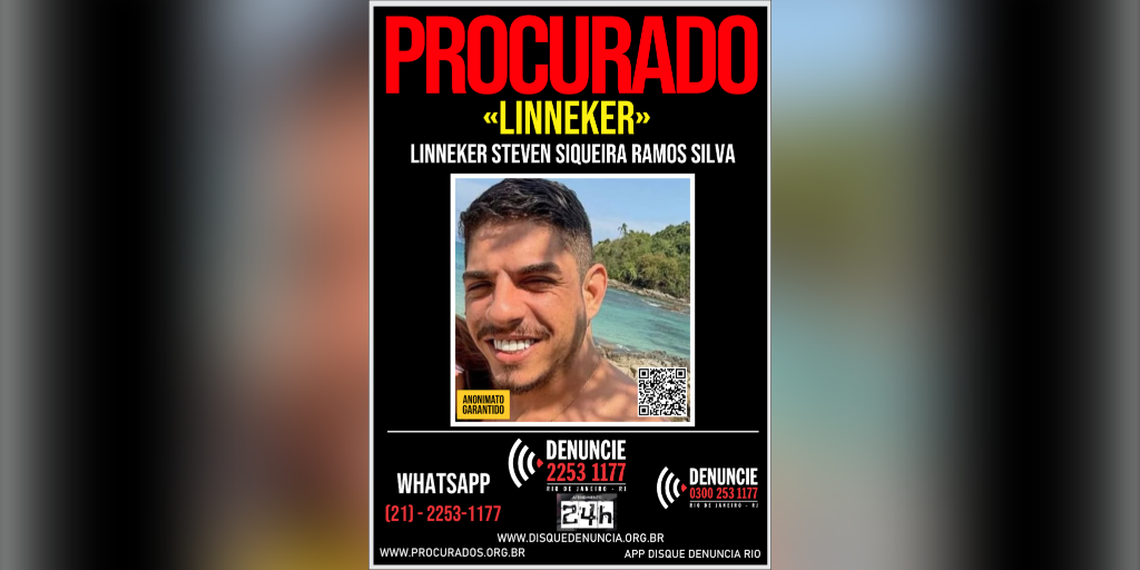 Disque-Denúncia divulgou, na manhã de quarta-feira, 24, um cartaz com foto de  Linneker Steven Siqueira Ramos Silva