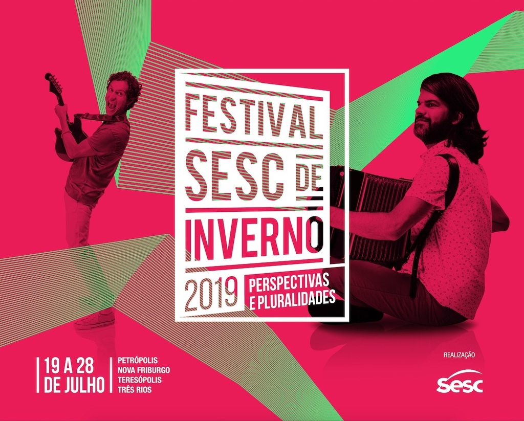 Arte de divulgação do Festival Sesc de Inverno 2019, que também acontece em Petrópolis e Teresópolis