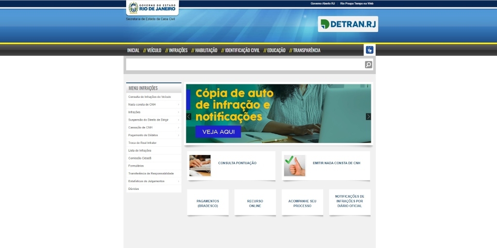 Detran-RJ disponibiliza notificações e autos de infração de trânsito online