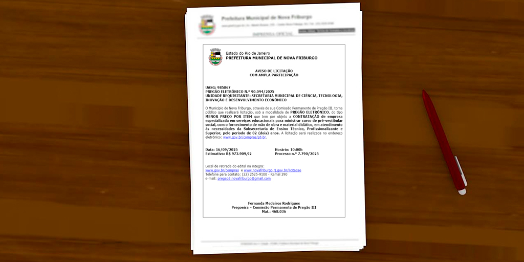 Aviso de pregão foi publicado em Diário Oficial, na última quinta-feira, 7