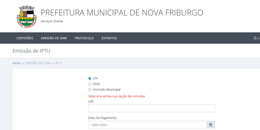 Friburguenses só poderão retirar carnês do IPTU 2021 a partir de fevereiro