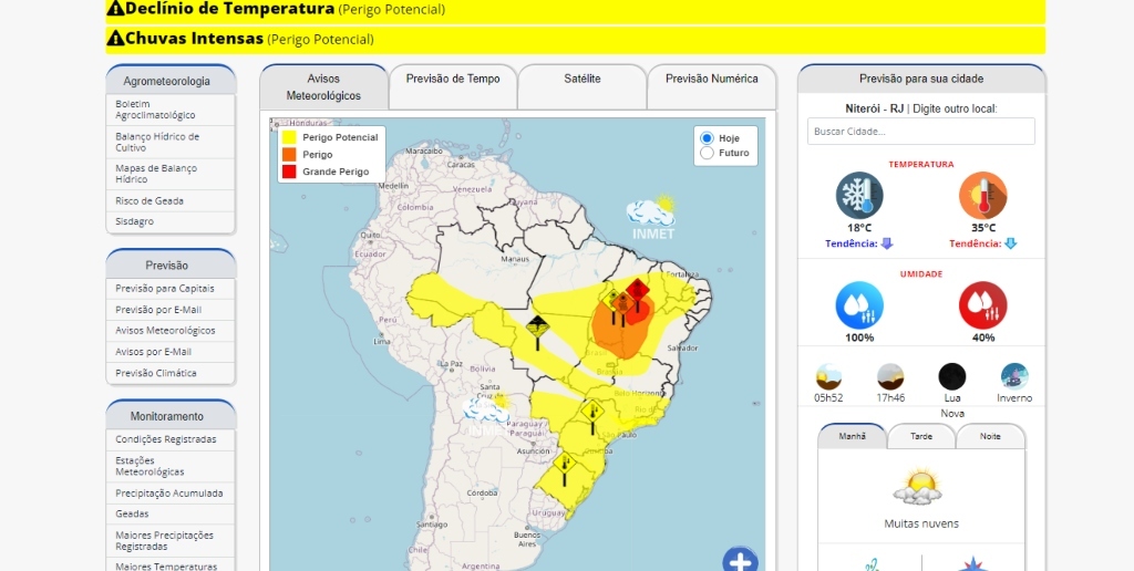 Inmet fez alerta para risco à saúde por conta do declínio da temperatura