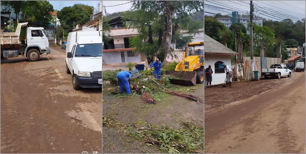 Equipes da prefeitura seguem trabalhando para minimizar os impactos da chuva 