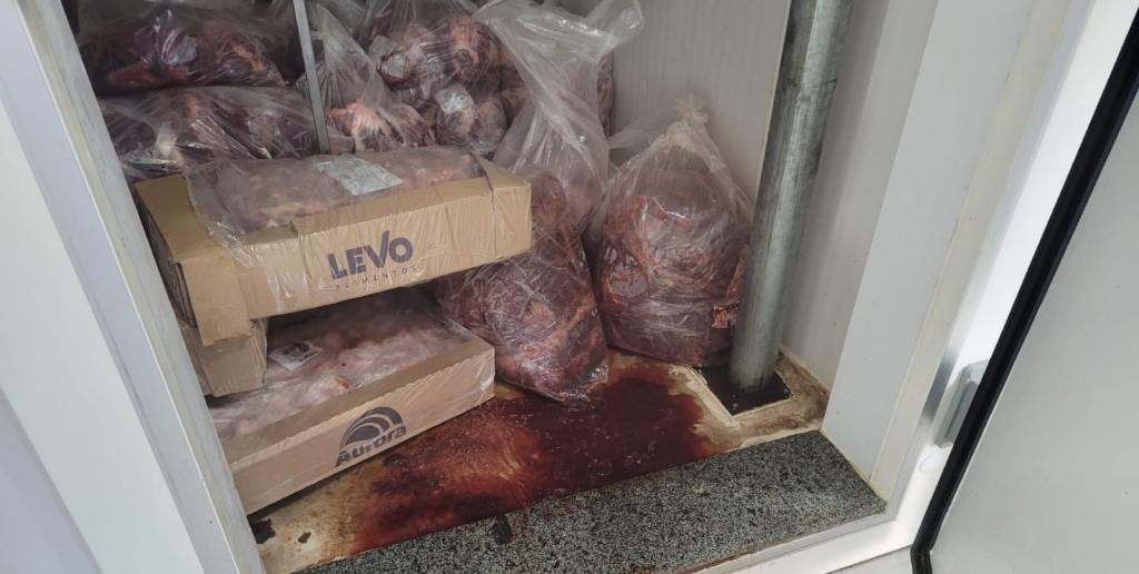 Mais de 600 kg de carne imprópria para o consumo foram encontrados no local 