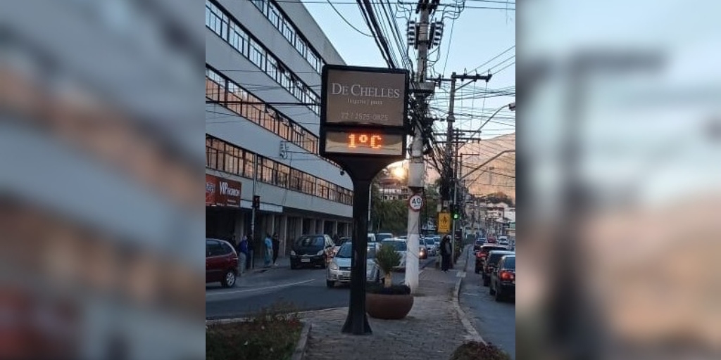 Foto de morador de Nova Friburgo mostra termômetro do Paissandu marcando 1ºC por volta das 7h da manhã desta sexta