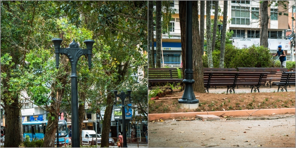 Obra é dividida em três setores; intervenções na primeira parte da praça ainda estão em andamento