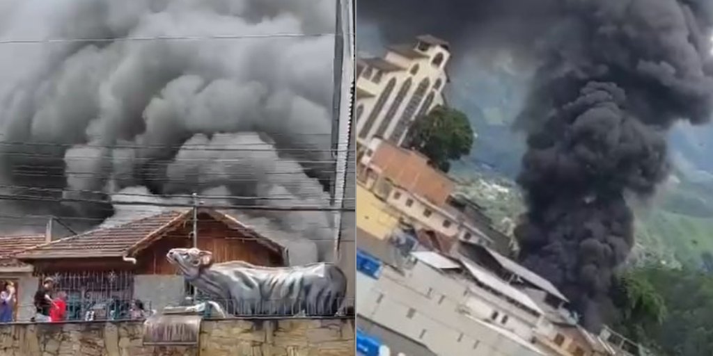 Grande incêndio é registrado no bairro Olaria, em Nova Friburgo