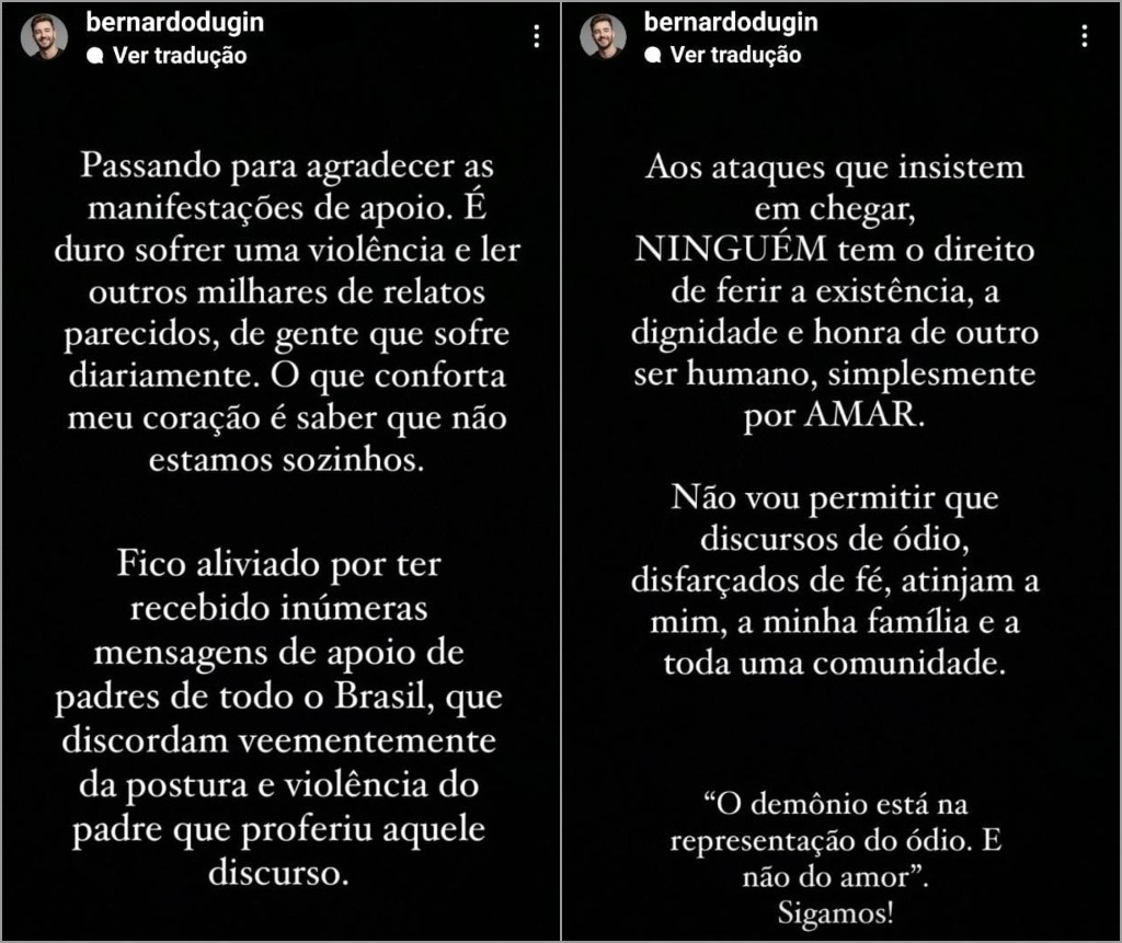 Bernardo agradeceu apoio através das redes sociais