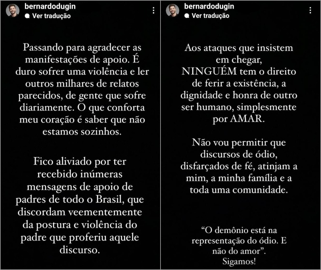 Bernardo agradeceu apoio através das redes sociais