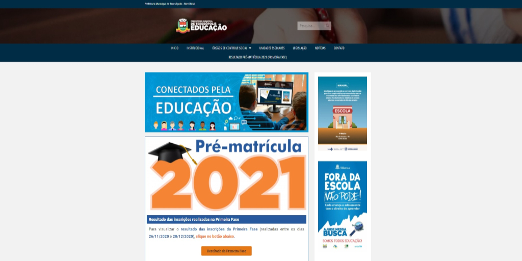 Resultado da pré-matrícula da educação infantil em Teresópolis já está disponível na internet