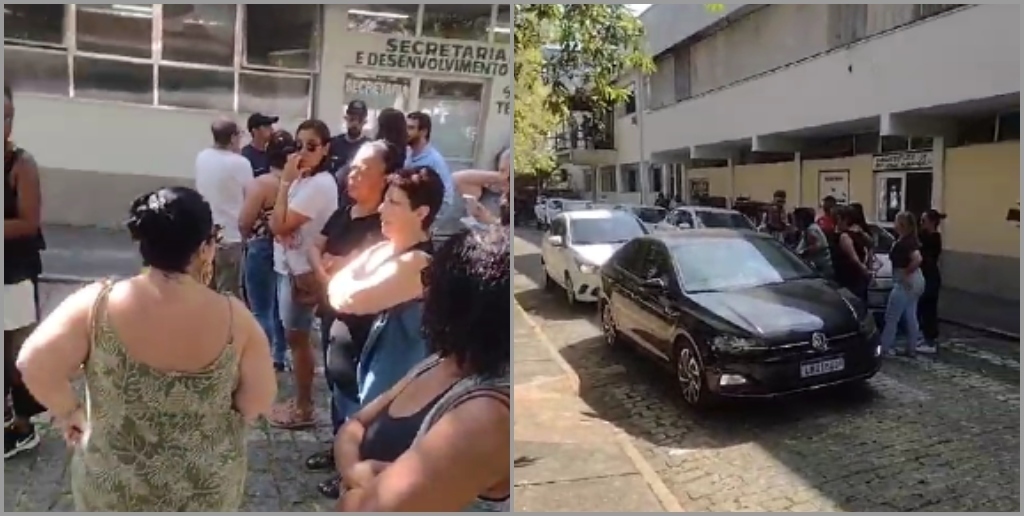 Em Setembro, servidores tentaram falar com o prefeito no pátio da prefeitura, quando ele saía de carro 