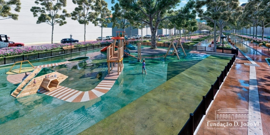 Projeto de como ficará a área do parque infantil da praça Getúlio Vargas