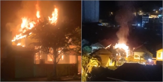 Idosa morre em incêndio dentro de casa no centro de Cordeiro; veja imagens das chamas