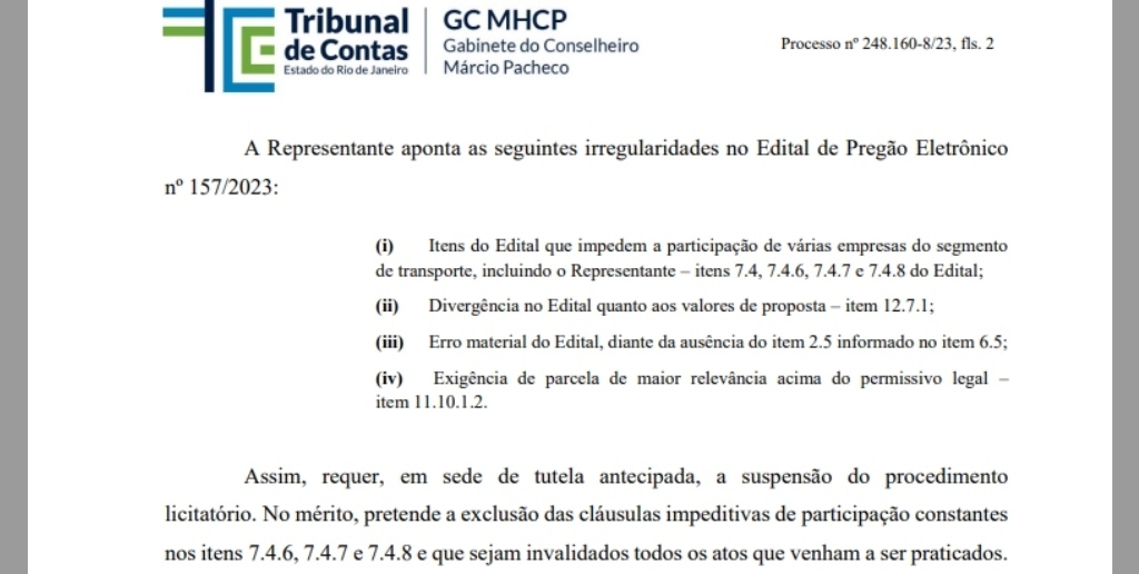 Fricard alegou diversas irregularidades no edital