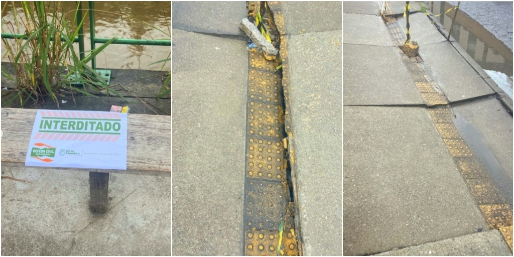 Defesa Civil interdita ponto de ônibus no Jardim Ouro Preto por causa do afundamento da calçada