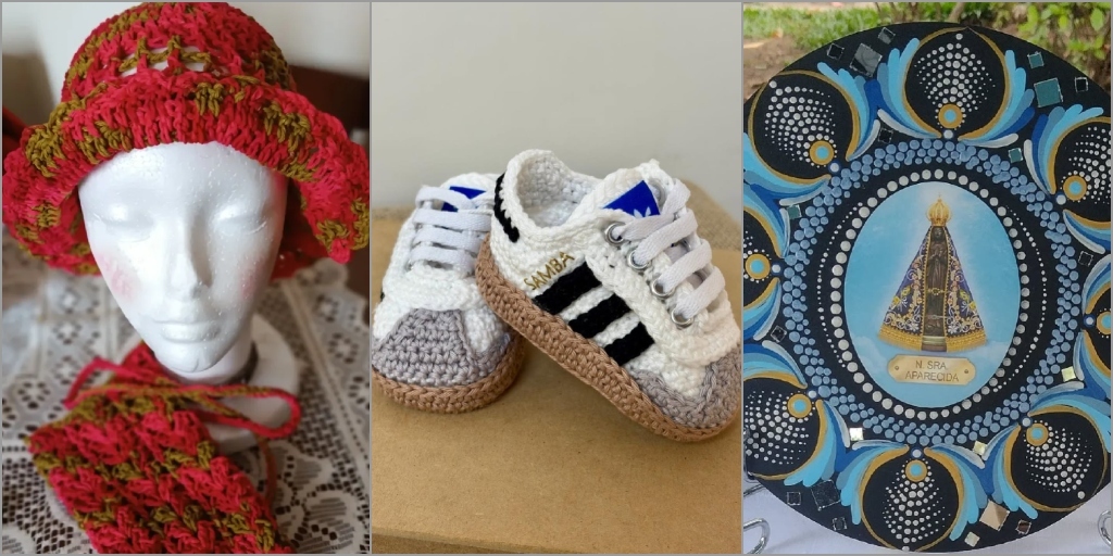 Alguns dos produtos das expositoras da Feira de Produtoras Artesanais