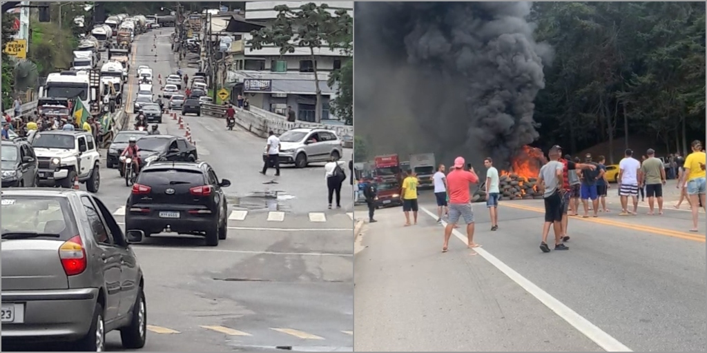 Manifestantes fazem bloqueio parcial da RJ-116, em Bom Jardim, e BR-116, em Teresópolis