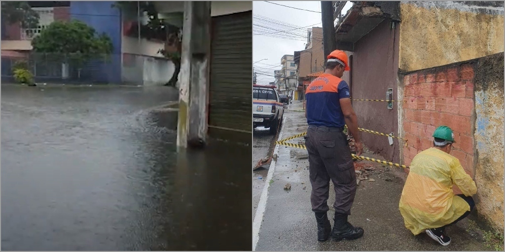 Cabo Frio em estado de observação: chuva causa alagamento e queda de marquise