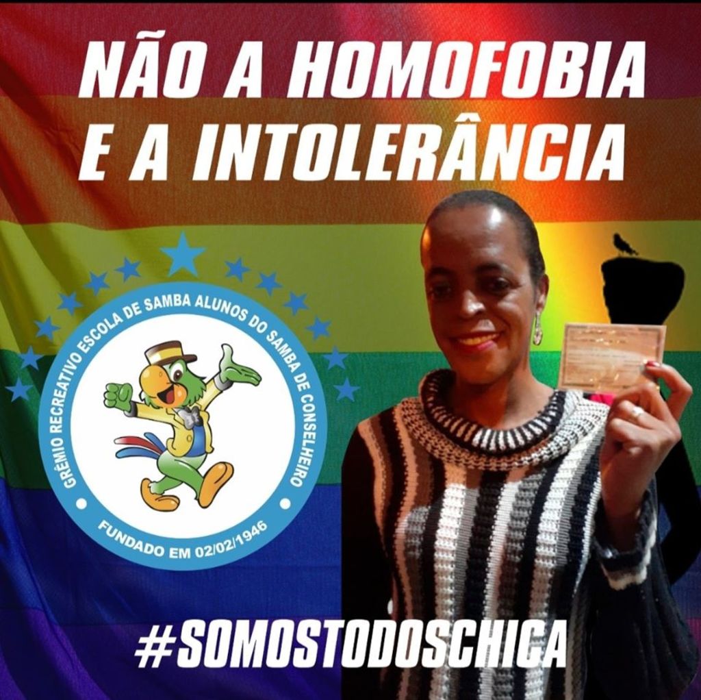 Em arte divulgada nas redes sociais, escola Alunos do Samba defende participação de Chica no desfile
