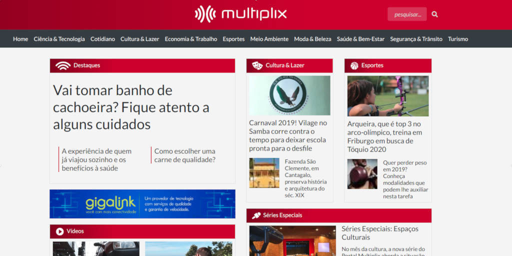 Segunda versão da página de entrada do portal, publicada no final de junho de 2018