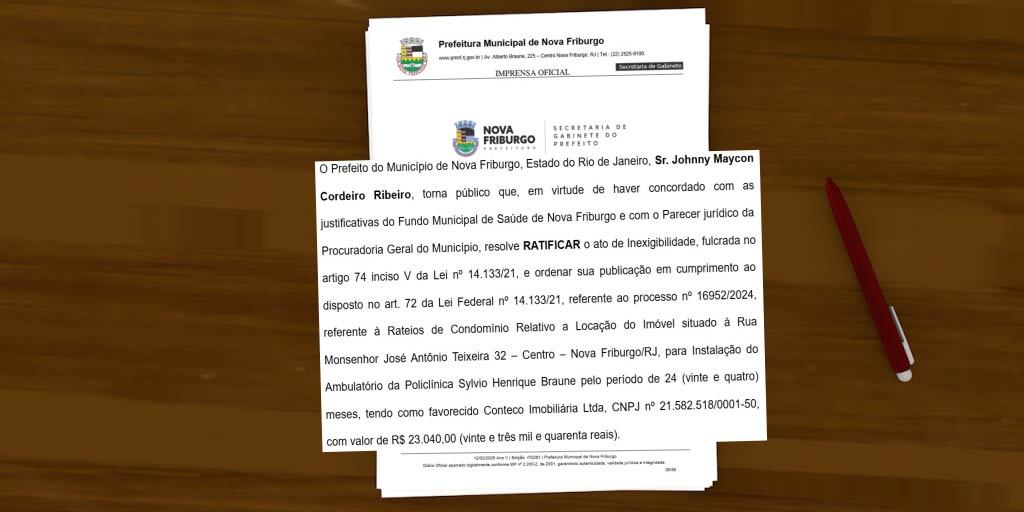 No dia 12 de fevereiro de 2025, foi publicado no Diário Oficial Eletrônico o contrato referente ao condomínio do imóvel
